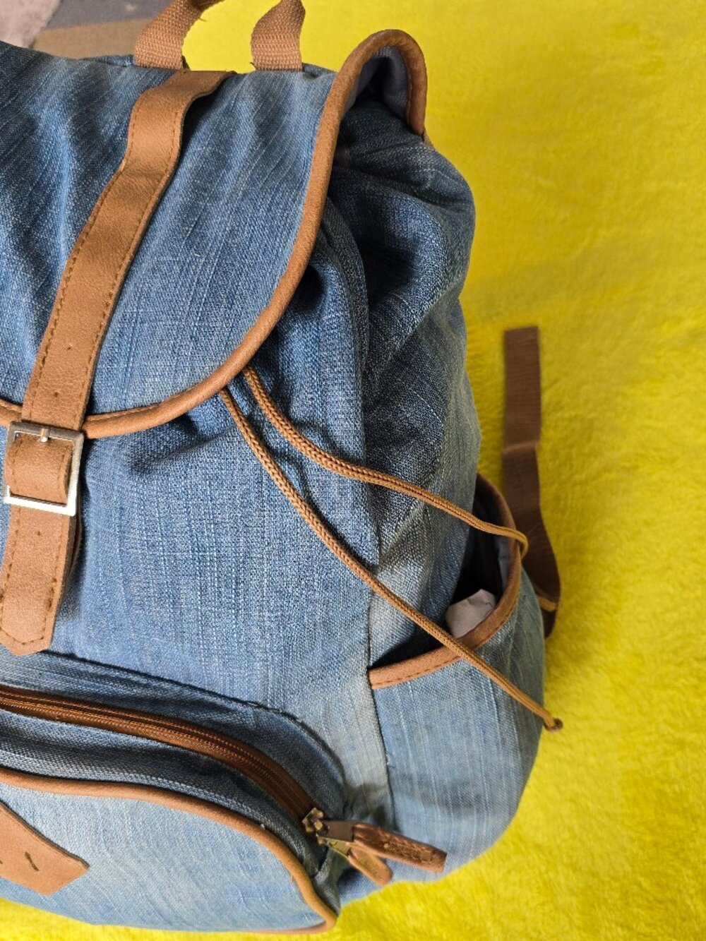 Madison & Dakota light wash denim Backpack-Casual Y2K Boho Bookbag - Picture 2 of 6